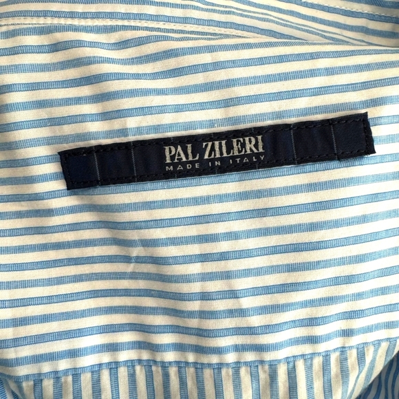 Pal Zileri Shirt Blue Stripe Dress Shirt Button-Up 40 15¼ - Picture 7 of 8